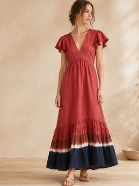 Sachin & Babi Paloma Maxi Dress Rose Ombré Tiered Cotton NWT Anthropologie